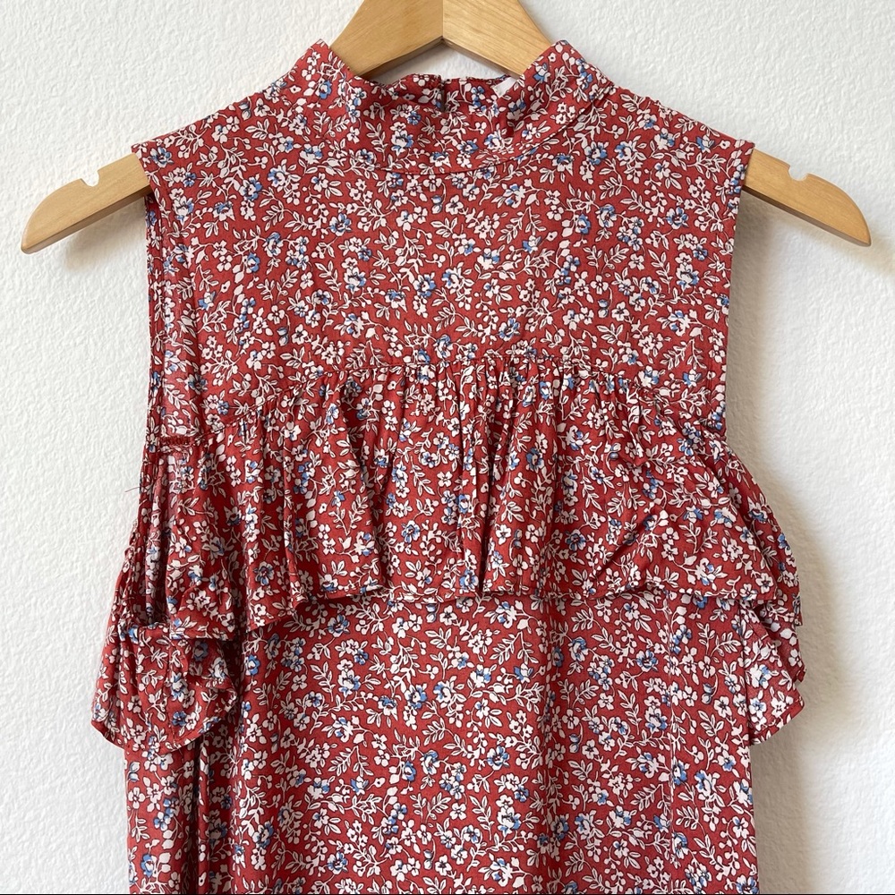 Cotton Candy LA Ruffle Floral Rust Mini Dress S - Picture 4 of 9